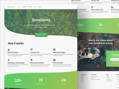 Donacents Website card design gradient icon payment startup ui ux website