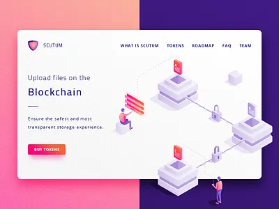Scutum - Ico Landing Header 2 Preview affinity bitcoin blockchain crypto data ico illustration isometric landing security storage