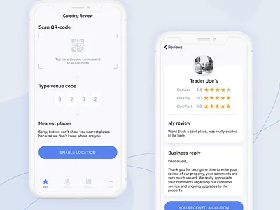 iPhone X Catering App app coupon design flat ios 11 iphone x mobile qr code review sketch ui ux