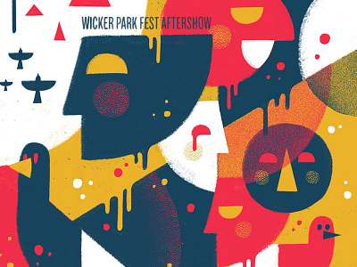 Secret Bad Boy — WPFA app birds faces flat illustration procreate red texture yellow