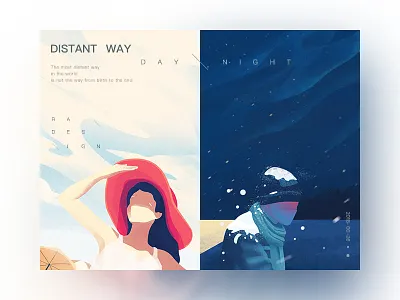 Distance day distance distant girl graphic illustration man night woman