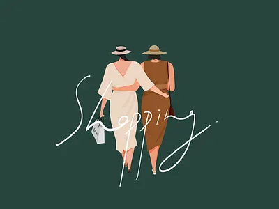 Shopping girl illustration shopping vintage