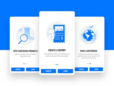 Fakr Onboarding app cards counterfeit dashboard fake iphone onboarding report trends
