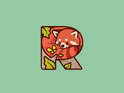 Red Panda cute smile icon mark branding illustration mascot nature animal character happy red panda logo