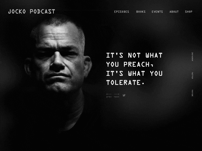 Jocko Podcast Redesign design desktop header hero image interaction ui web website
