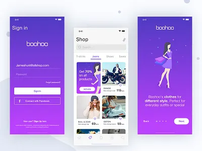Boohoo Shop ios app Concept animated app designer icon icons illustrations interaction design ios material design prototyping ui user experience ux