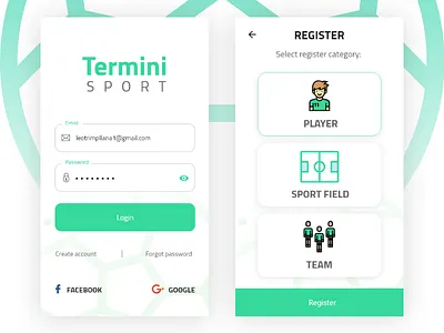Termini Sport App app dribbble mobile muzli sport ui userexperience userinterface ux