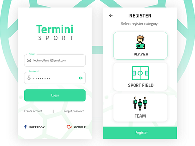Termini Sport App app dribbble mobile muzli sport ui userexperience userinterface ux