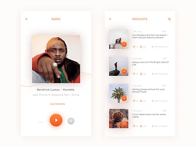 Radio player clean minimal mobile music orange player radio