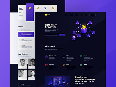 Stashpay 💥 blockchain cryptocurrency digital landing money purple safe ui ux