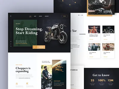 Riders Home Page hiwow homepage landing moto ride ui website