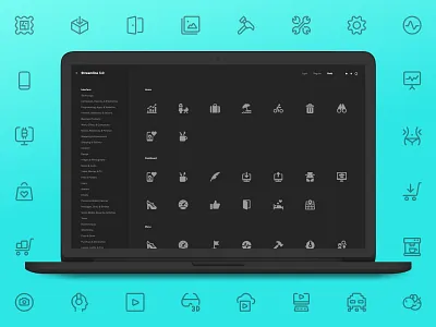 Streamline Category Viewer dark icons responsive theme web app
