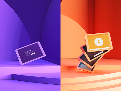 Merchant App Renders 3d c4d notification octane render tablet ui