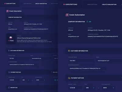 Create Subscriptions UI V1 bitcoin crypto dashboard design ethereum forms graph interface product design ui ux web design