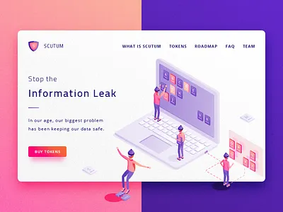 Scutum - Ico Landing Header Preview 3 affinity bitcoin blockchain crypto data ico illustration isometric landing security storage