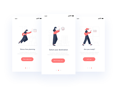 Trip onboarding app date destination illustration onboarding plan ticket trip vacation world