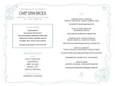 O&F w/ Chef Sean Brock dining hospitality menu print restaurant tattoo