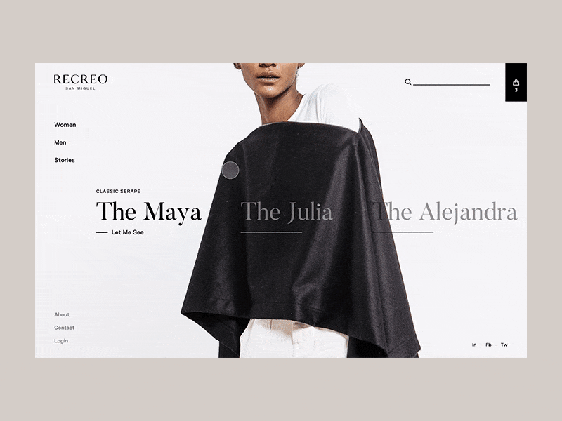 Recreo Hp Carousel animation carousel clean design fashion homepage interaction minimal principle slider ui web