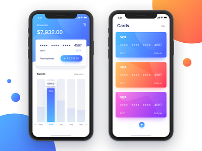 Myaccount app blue cards clean interface screens ui ux