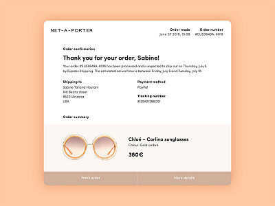 Email receipt – Daily UI #017 commerce dailyui fashion ui ux