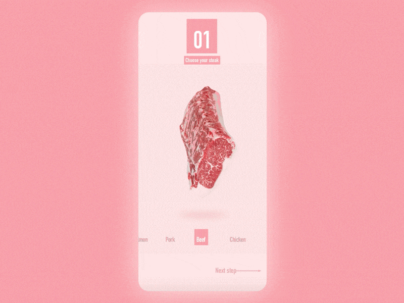 Steak app chicken gif meat mobile plus8 pork steak ui uidesign