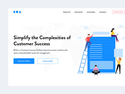 BOA - Landing Page branding client dashboard design flat flow hero home page iconography illustration landing login minimal service slack typography ui ux web website