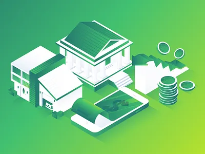 Mixpanel Financial Illustration blockchain crypto finance illustration isometric money tech