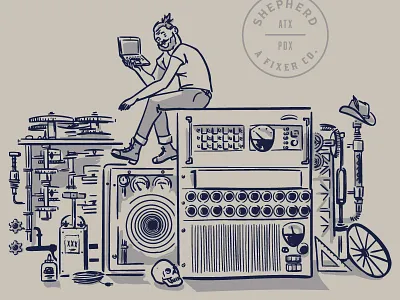 Branding Machine illustration work in progress