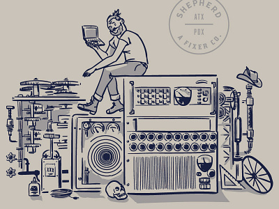 Branding Machine illustration work in progress