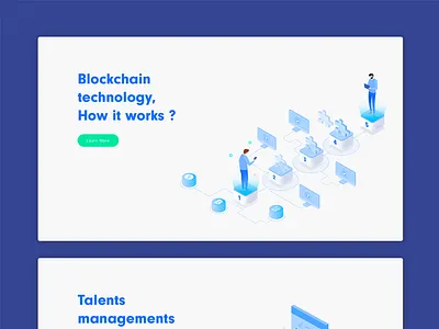 Blockchain technology, how it works. (illustration) blockchain how it illustration isometric landing ui ux vector
