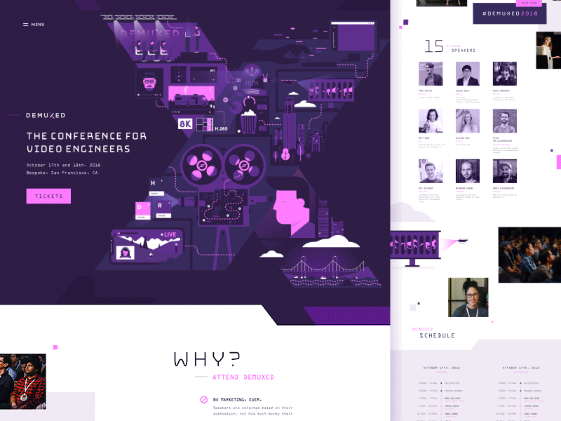 Demuxed 2018 animation conference website demuxed gif illustration video web design website