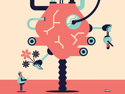 Can a machine have a heart? 2d adobe artwork character design clean concept creative digital flat illustration minimal vector