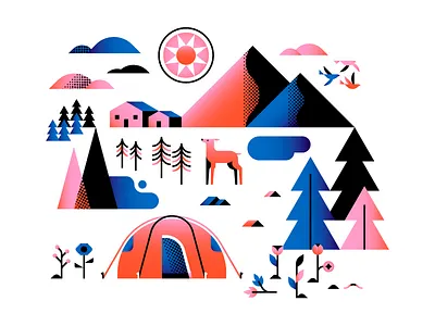 Great Outdoors design geometric gradient illustration nature outdoor vector wild