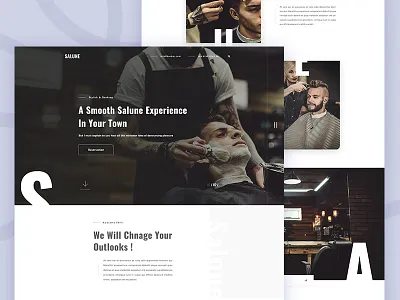 Salune - Barber Shop Website UI barber creative hair studio minimal salune shop ui ux website