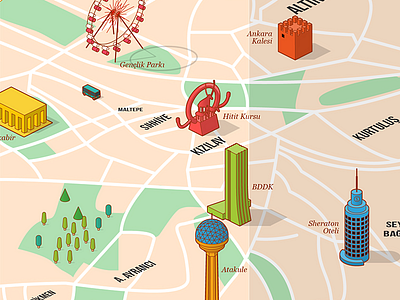 ankara map anitkabir ankara atakule isometric map
