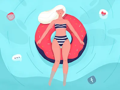 Let the social media drown beach chill holiday rest sea social social media summer tech free woman