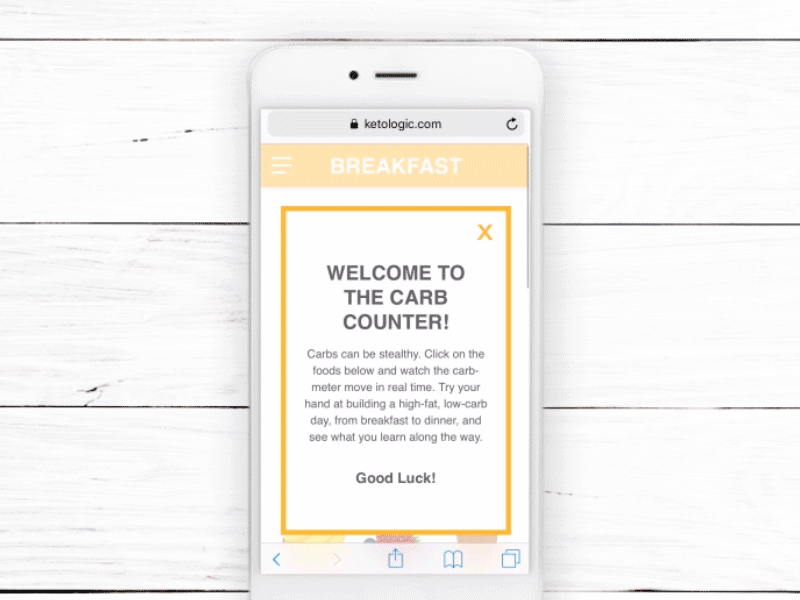 Carb Counter Web Application animated application data viz graph mobile mograph motion responsive ui ux web website