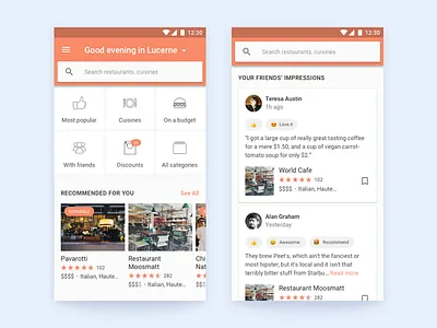Restaurant app android app card food restaurant
