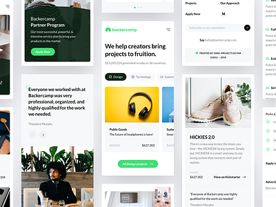 Backercamp - Mobile button color crowdfunding green grey interface mobile significa ui ux