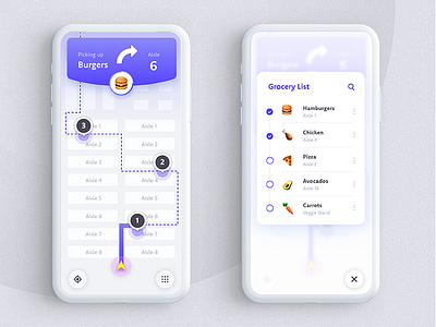 The Daily Hack 7 - Automated In-Store Grocery List Map app automation daily gradient grocery list list map mobile mobile app purple ui ux