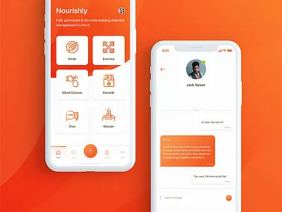 Nourishly app diabetes health iphone x ui ux