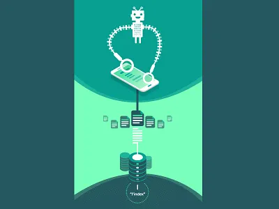 Mobile First Indexing blue data google graphic green illustration infographic mobile phone robot rwd seo