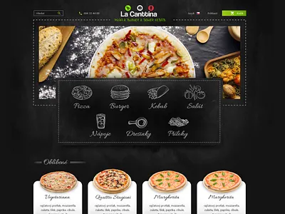 Eshop design for local pizzeria black dark food gastronomy pizza restaurant xd