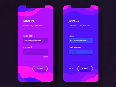 Sign In & Join UI app blue color design interface join photoshop pink sketch type ui ux