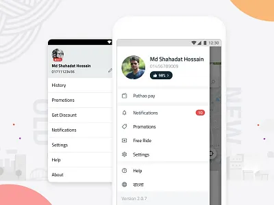 Revamp Of Hamburger Menu app clean design hamburger interface menu pathao revamp trendy ui