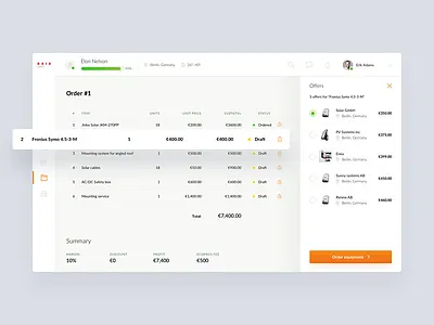 EcoPros - Installer dashboard dashboard energy ev green renewable solar panels ui ux