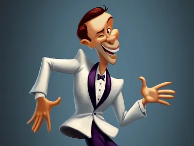 Dancer 2d cartoon character dance man retro smile smilling