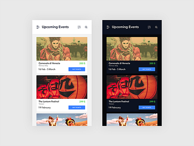 Event listing - Daily UI challenge 070 dailyui darkui event filter illustration minimal search trending ui uichallenge ux