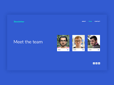 Boxletter Team Page bio blue company minimal page team