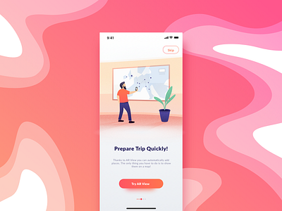Onboarding Page 2 illustration ios journey light man map onboarding orange pager trip wizard
